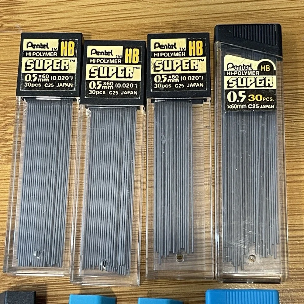 Pentel Super Hi Polymer Refill Lead HB 0.5mm  0.7mm Mechanical Pencil Tubes Lot